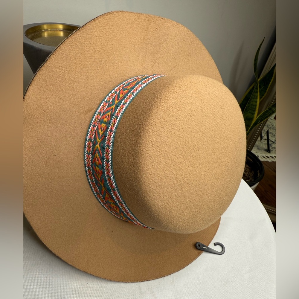 Nordstrom BP Camel Felt Panama Tapestry Band Wide Brim Fedora Hat One Size NEW